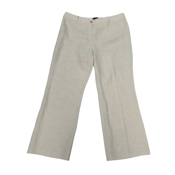 Talbots Windsor Curvy Wide Leg Linen Pants Women Trousers Size 16 Neutral Tan - Picture 3 of 13